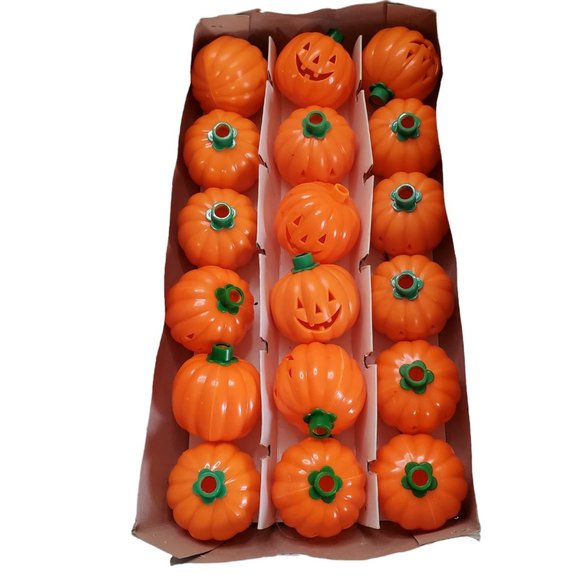 Other - Halloween Jack O Lantern Pumpkin Light String Plastic Set of 18